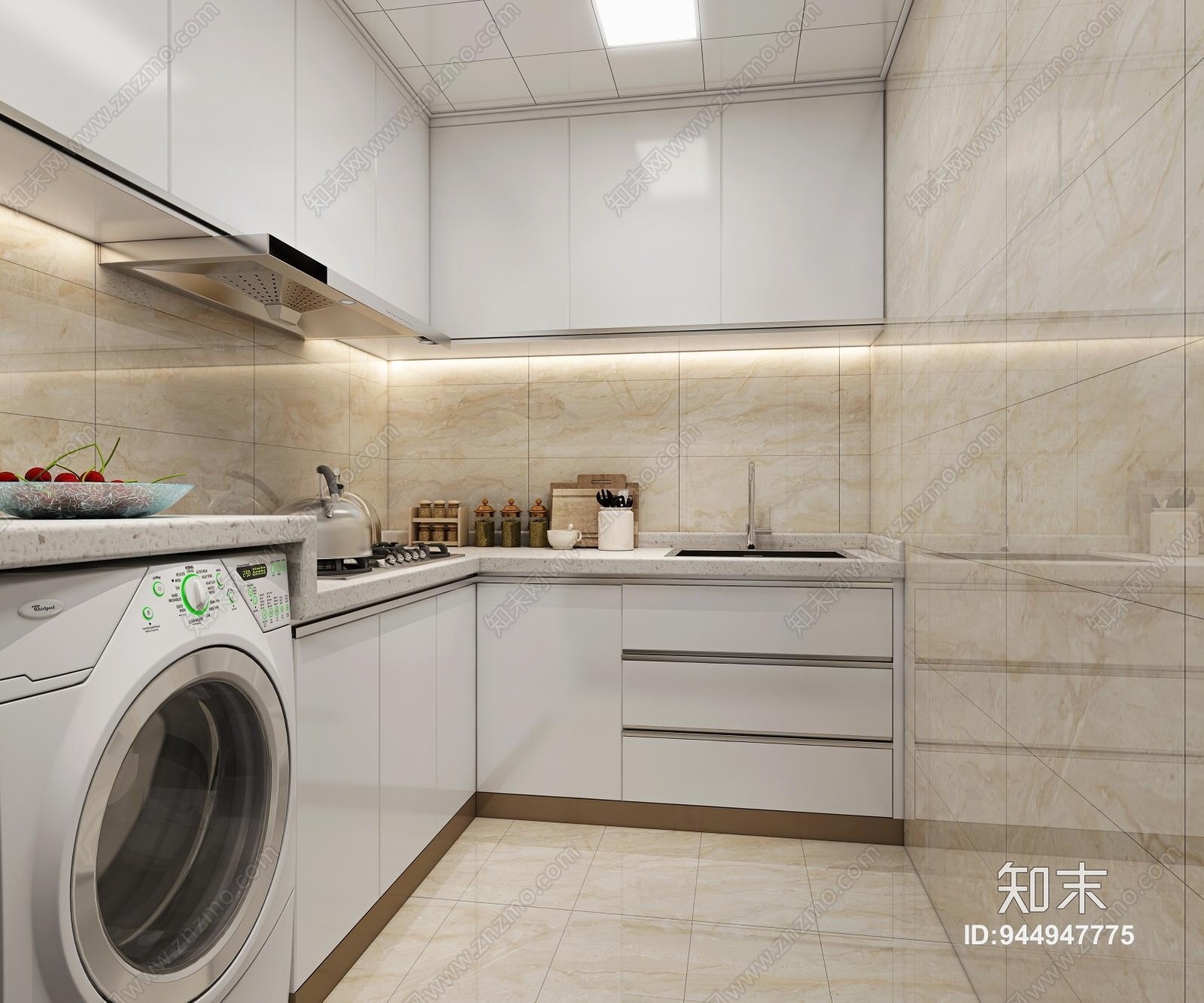 北欧客餐厅厨房3D模型下载【ID:944947775】