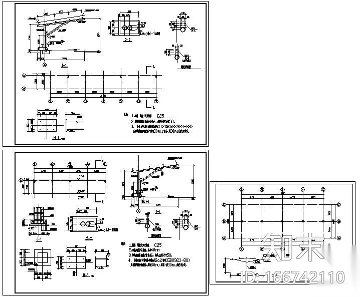 某简易车棚结构设计图施工图下载【ID:166742110】