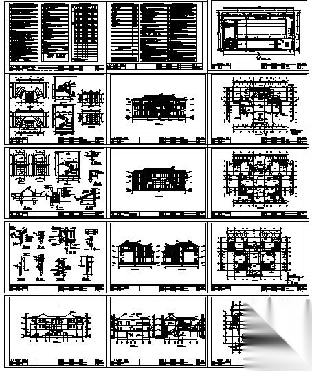 常熟市莫城镇某三层别墅建筑施工图cad施工图下载【ID:151392122】