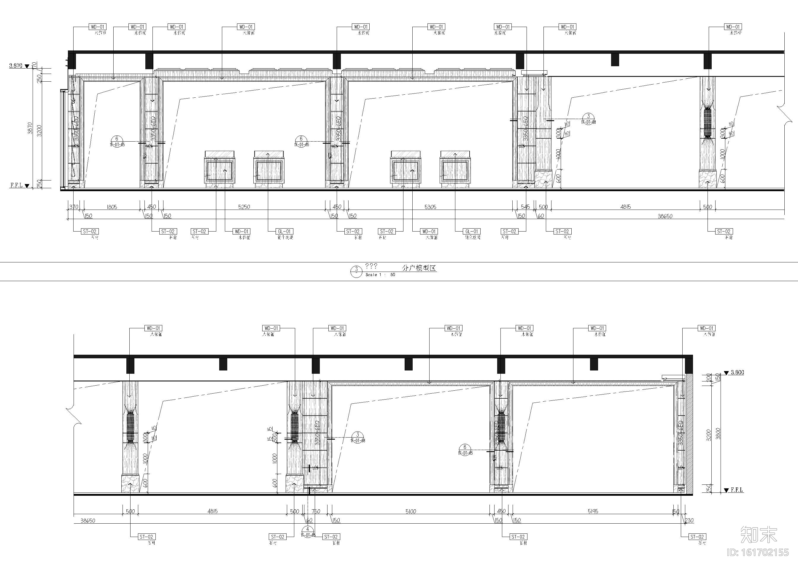 [山东]青岛中洲半岛城邦售楼处施工图+实景cad施工图下载【ID:161702155】