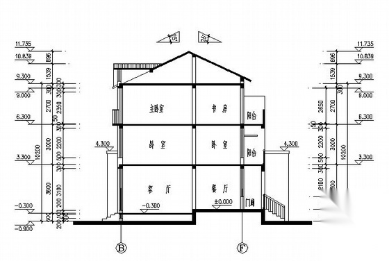 某三层双拼别墅建筑方案图cad施工图下载【ID:149918140】