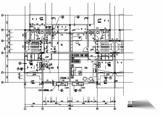 某三层双拼别墅建筑方案图cad施工图下载【ID:149918140】