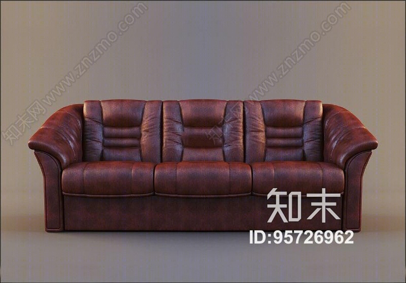 欧式皮革多人沙发3D模型下载【ID:95726962】