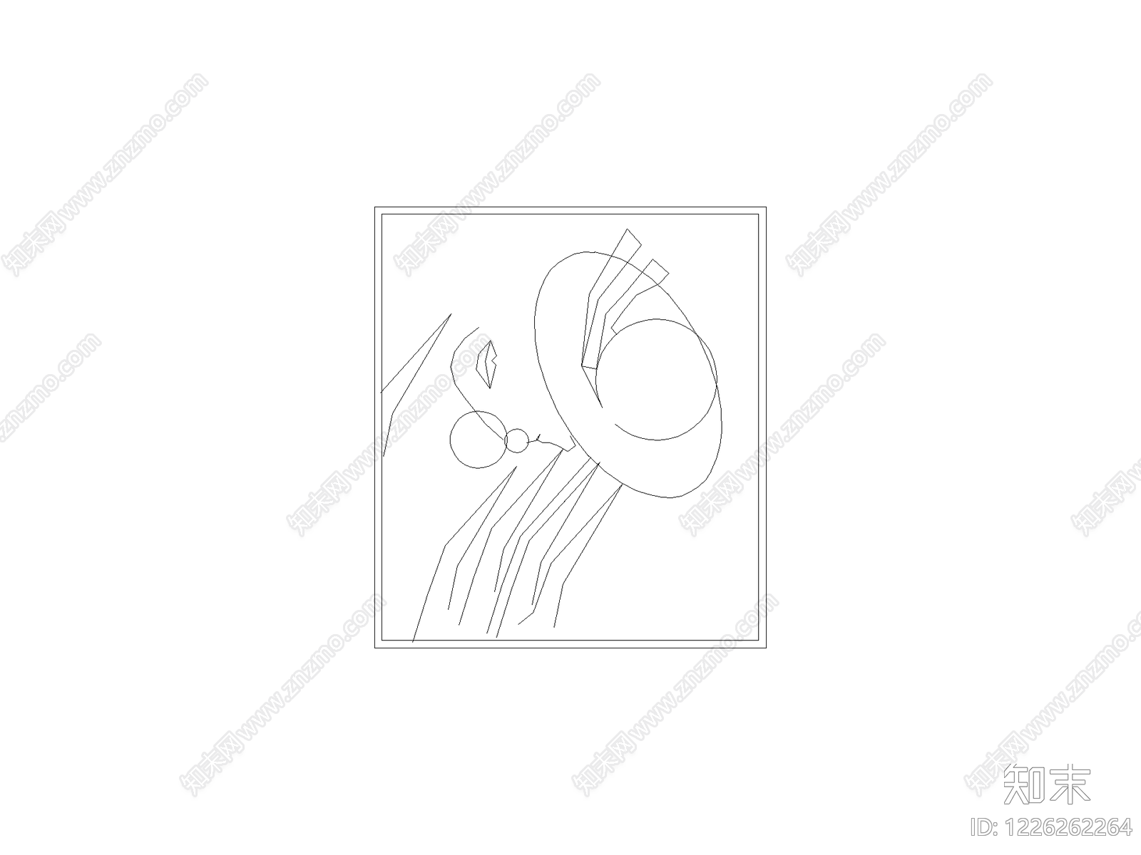 陈设类立面挂画cad施工图下载【ID:1226262264】