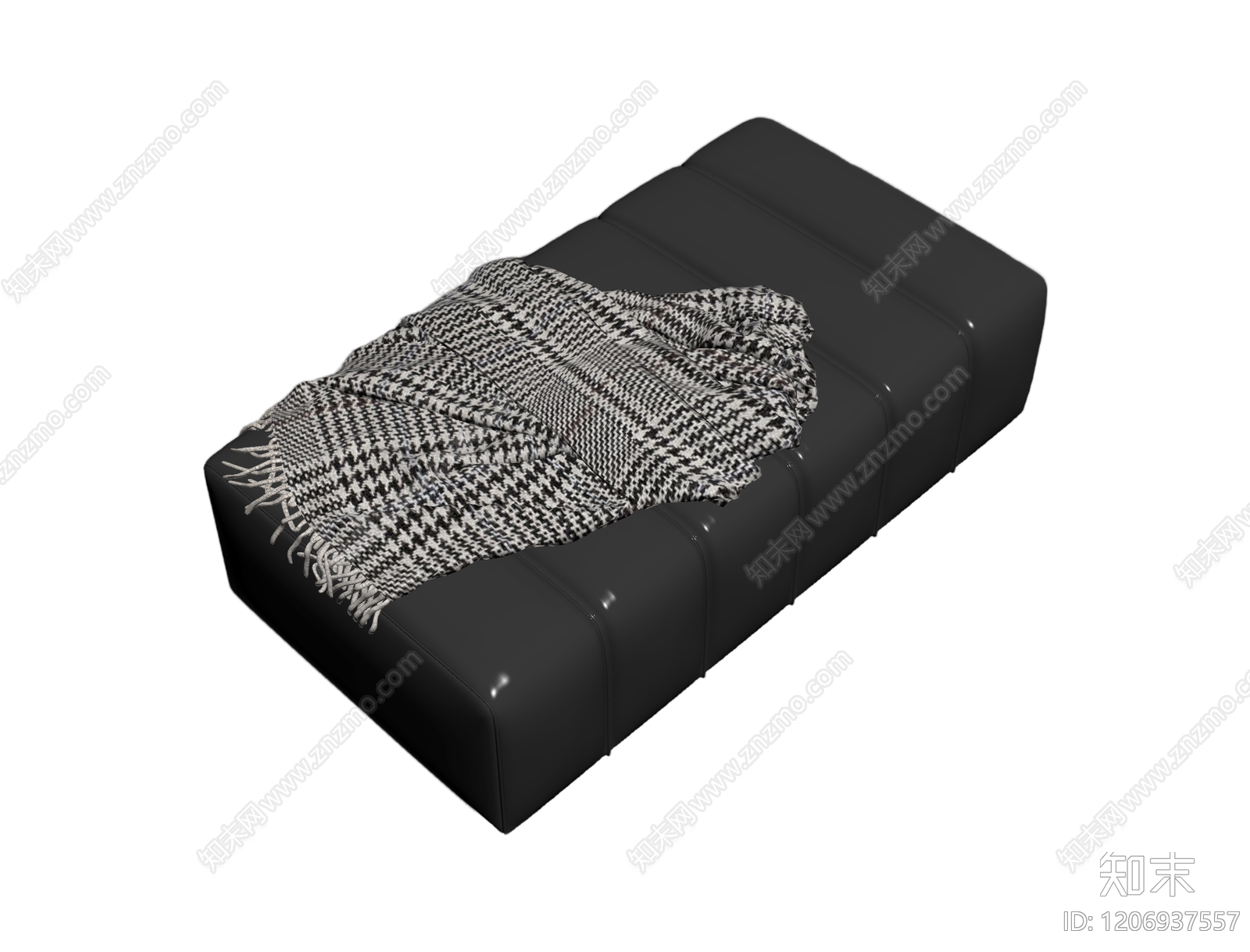 黑色模块沙发带毯子3D模型下载【ID:1206937557】