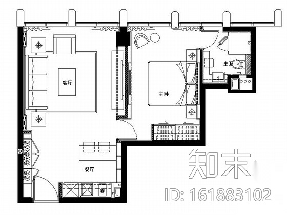 [浙江]现代便捷商务酒店客房样板间室内施工图（含效果图...施工图下载【ID:161883102】
