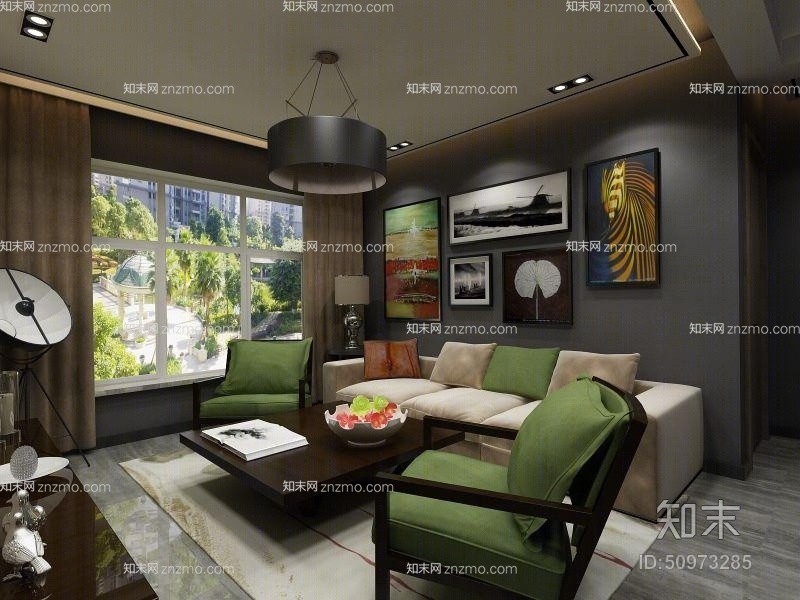 现代黑色金属吊灯3D模型下载【ID:50973285】