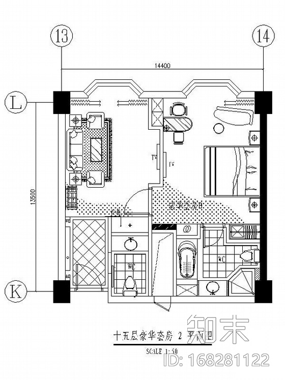 酒店客房室内装修图cad施工图下载【ID:168281122】