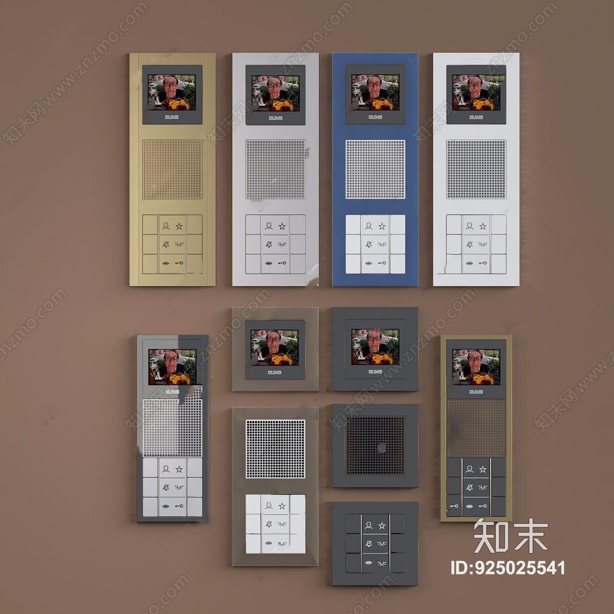 现代门禁门铃可视电话组合3D模型下载【ID:925025541】