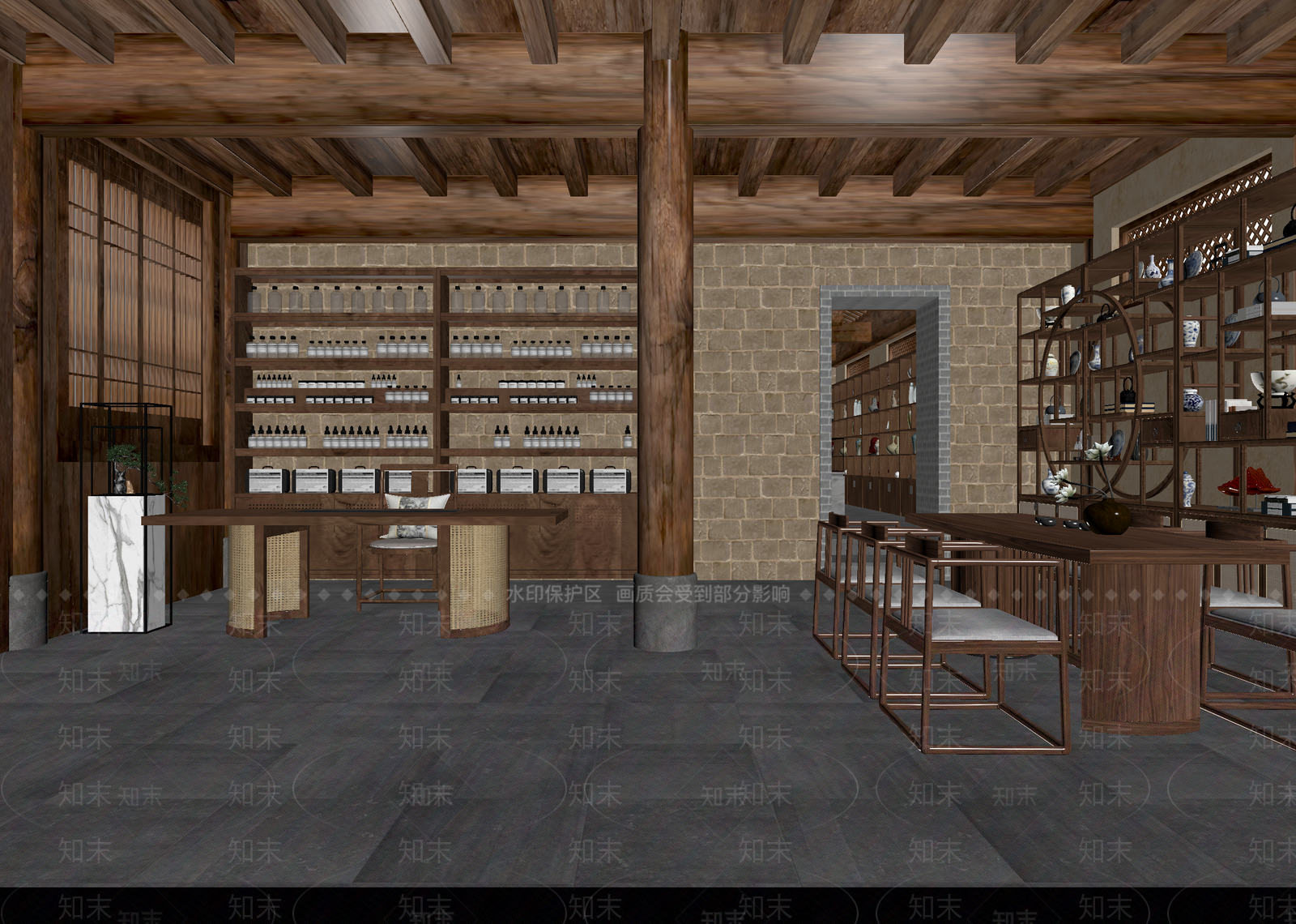 中式茶馆3D模型下载【ID:1215125208】