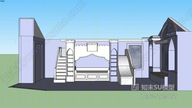 城堡床高SU模型下载【ID:535129051】