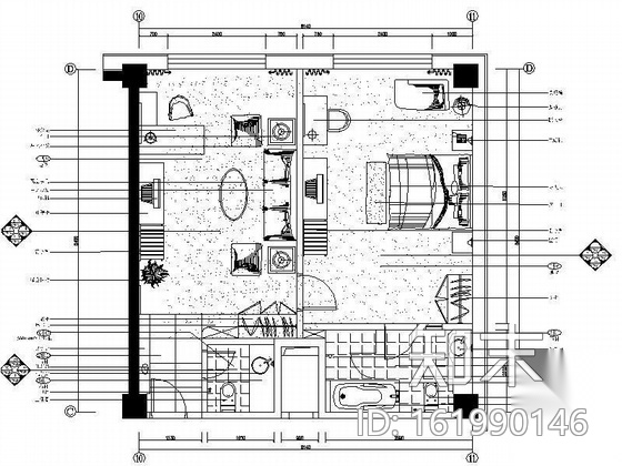 五星酒店商务套房设计图两套cad施工图下载【ID:161990146】