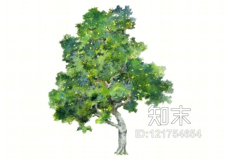 2D水彩风格树SU模型下载【ID:121754654】