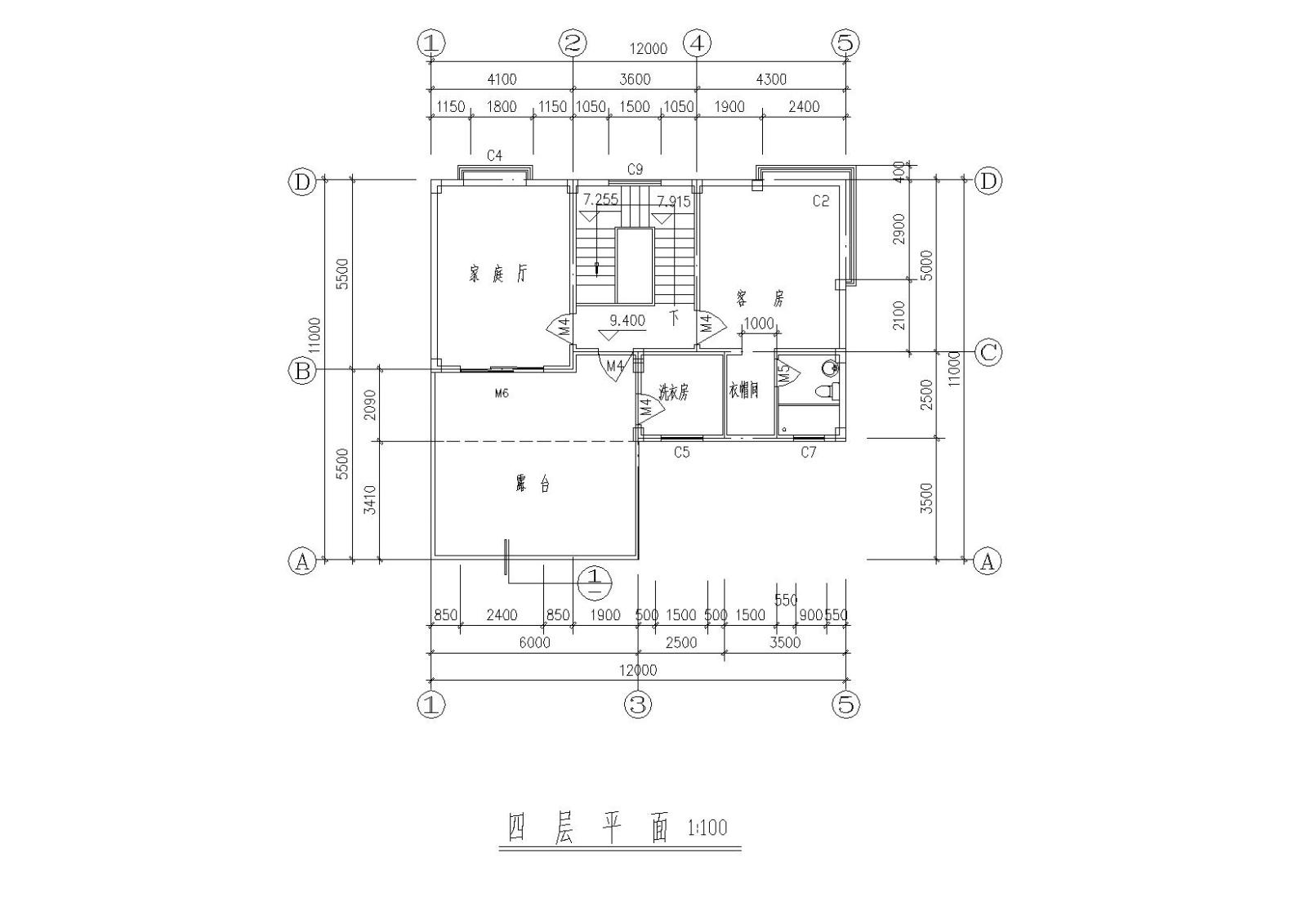 某农村现代四层小户型别墅自建房建筑施工图下载【ID:149889151】