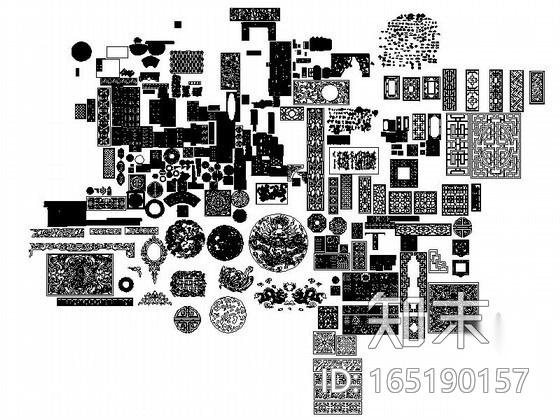 木雕花CAD图块下载cad施工图下载【ID:165190157】