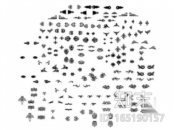木雕花CAD图块下载cad施工图下载【ID:165190157】
