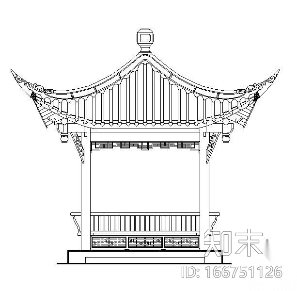 四角凉亭CAD施工图施工图下载【ID:166751126】