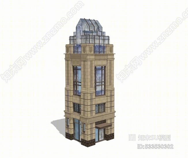 ARTDECO景观塔SU模型下载【ID:533530302】