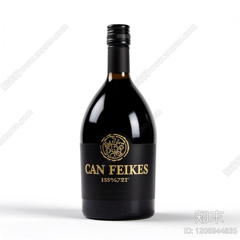 酒瓶带标签装饰品3D模型下载【ID:1206944835】