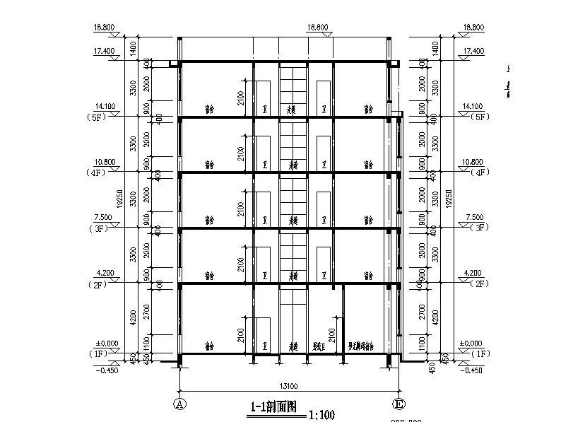 [浙江]五层框架结构石漆外墙宿舍楼建筑施工图施工图下载【ID:165943121】