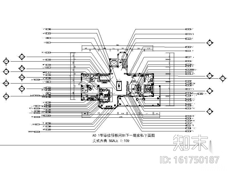 某高档欧式风格别墅装修施工图cad施工图下载【ID:161750187】