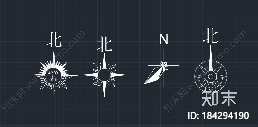 指北针（10）cad施工图下载【ID:184294190】