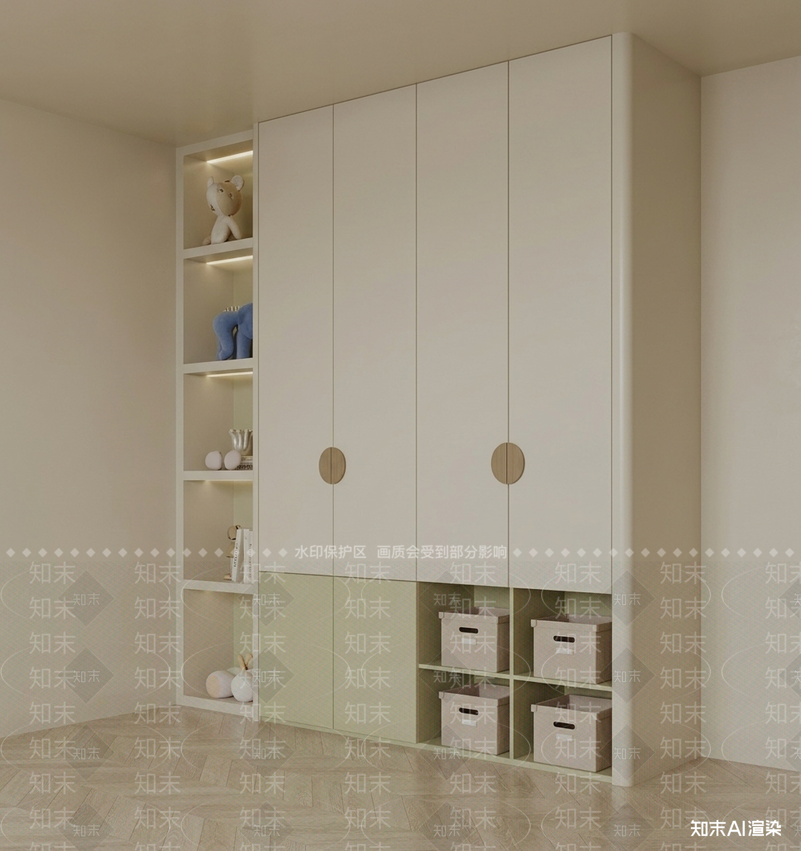 带下方储物格的大型衣柜衣柜3D模型下载【ID:1227533145】