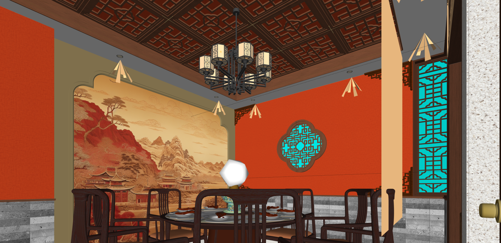 中式火锅店SU模型下载【ID:1215991908】