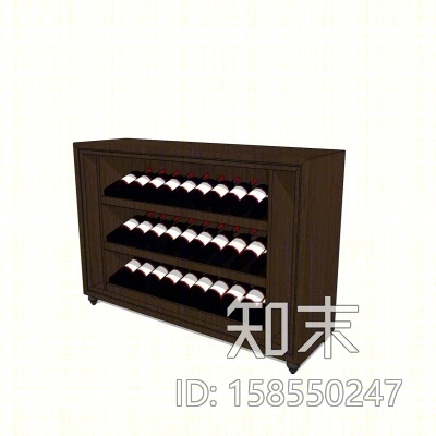 现代实木酒柜SU模型下载【ID:158550247】