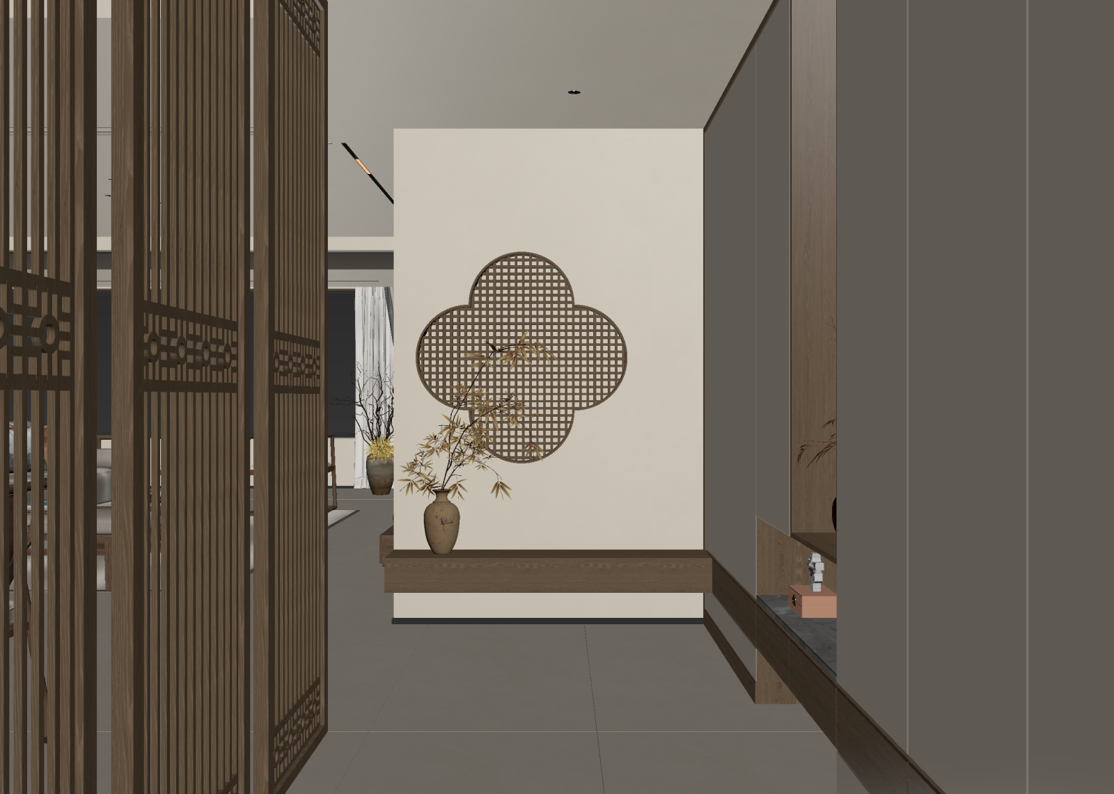 新中式玄关3D模型下载【ID:1215030100】