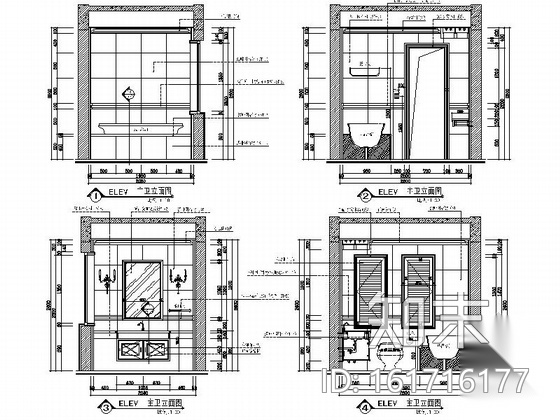 [安徽]奢派港湾小区简欧三居室样板房装修施工图cad施工图下载【ID:161716177】