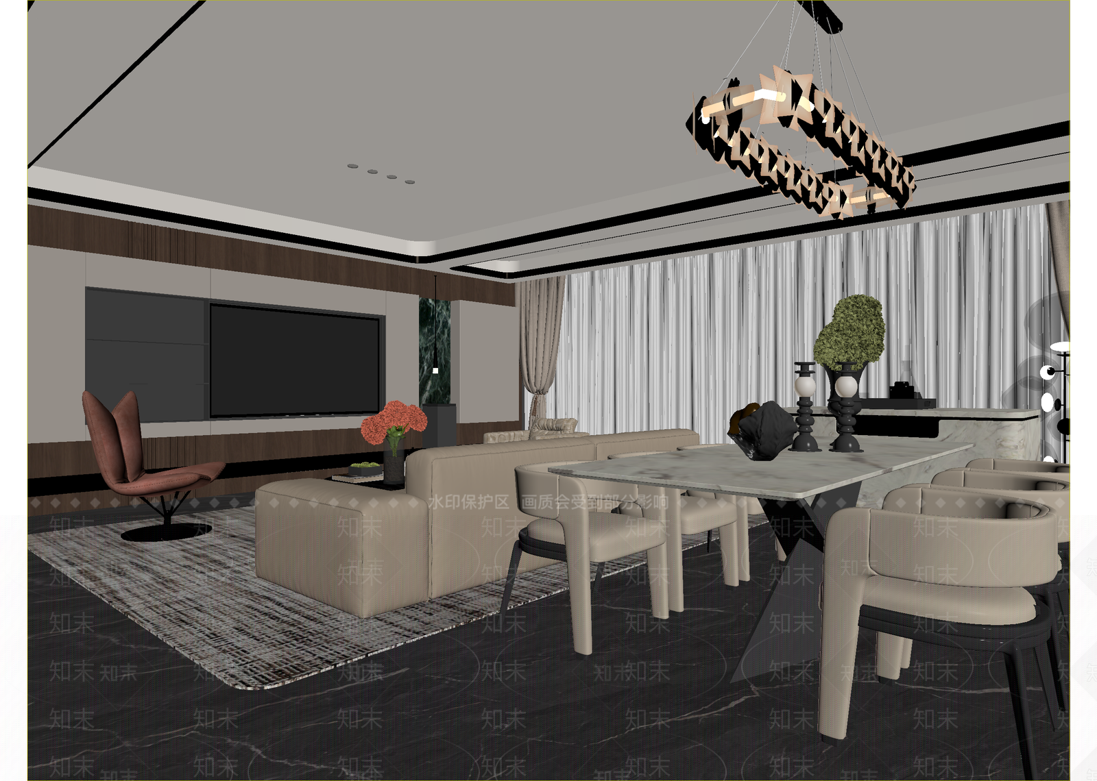 轻奢客餐厅3D模型下载【ID:1215182393】