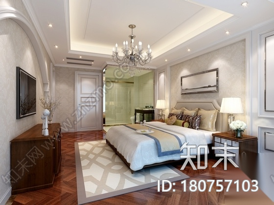 [广州]欧式靓丽大气样板房施工图（含效果图）cad施工图下载【ID:180757103】