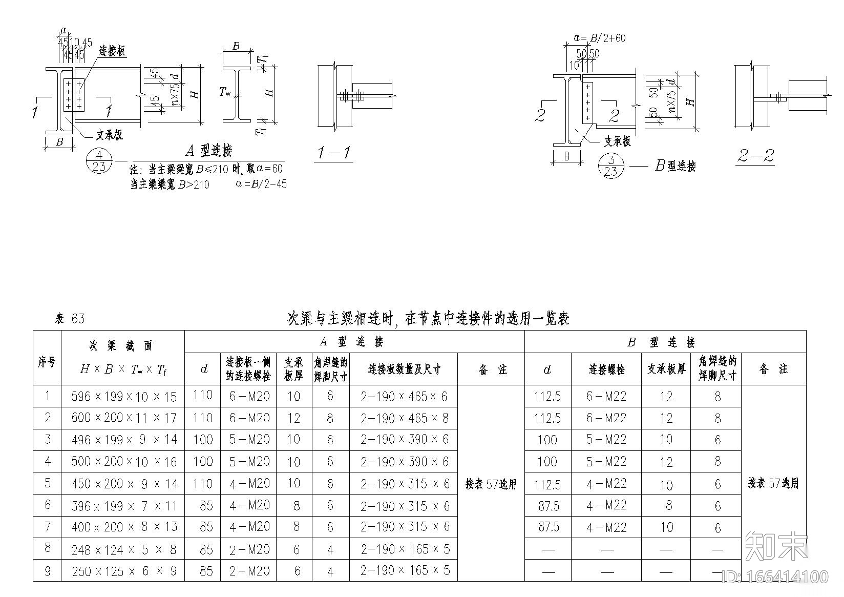 精选88个钢梁节点构造详图CAD施工图下载【ID:166414100】