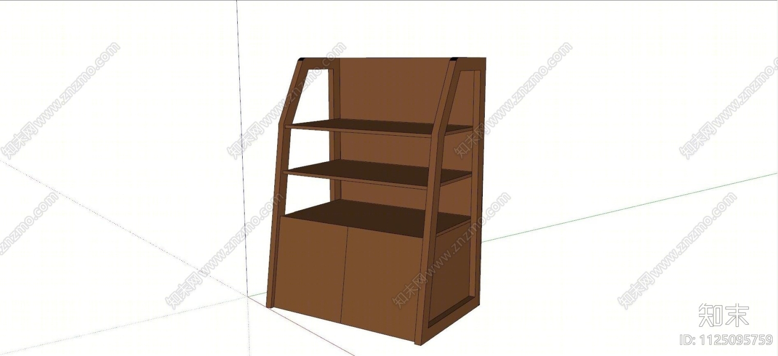 现代实木装饰柜免费SU模型下载【ID:1125095759】