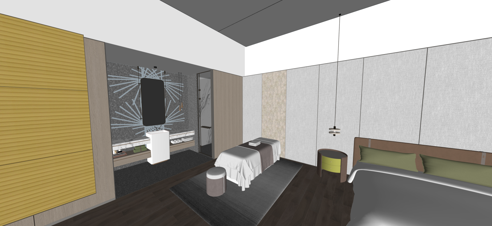 现代套房卧室SU模型下载【ID:1222253141】