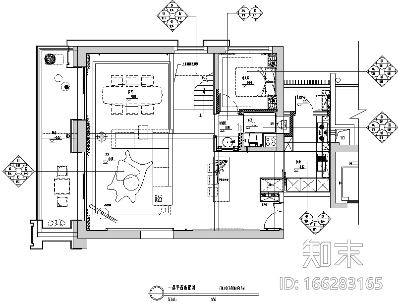 [广东]中心项目6-C户型样板房室内设计cad施工图下载【ID:166283165】