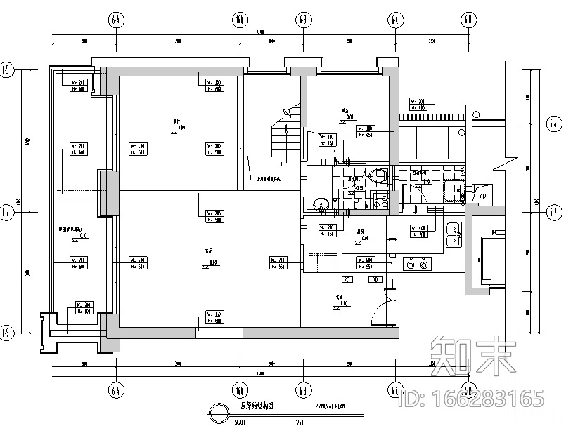 [广东]中心项目6-C户型样板房室内设计cad施工图下载【ID:166283165】