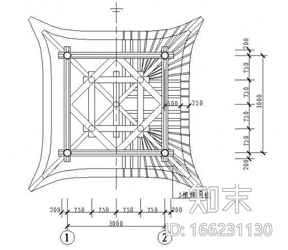 某古建四角亭建筑施工图cad施工图下载【ID:166231130】