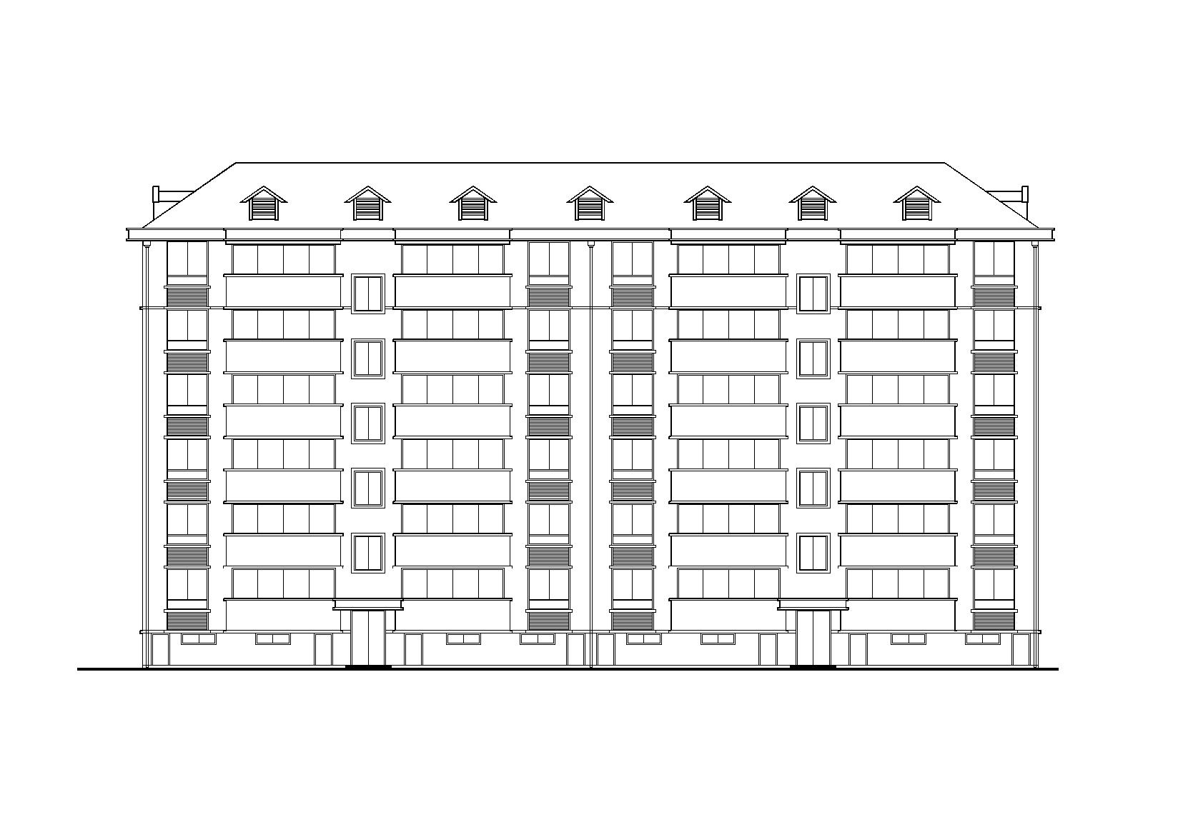 某湖滨小区六层坡屋顶节能回迁住宅楼建筑施工图cad施工图下载【ID:165135137】