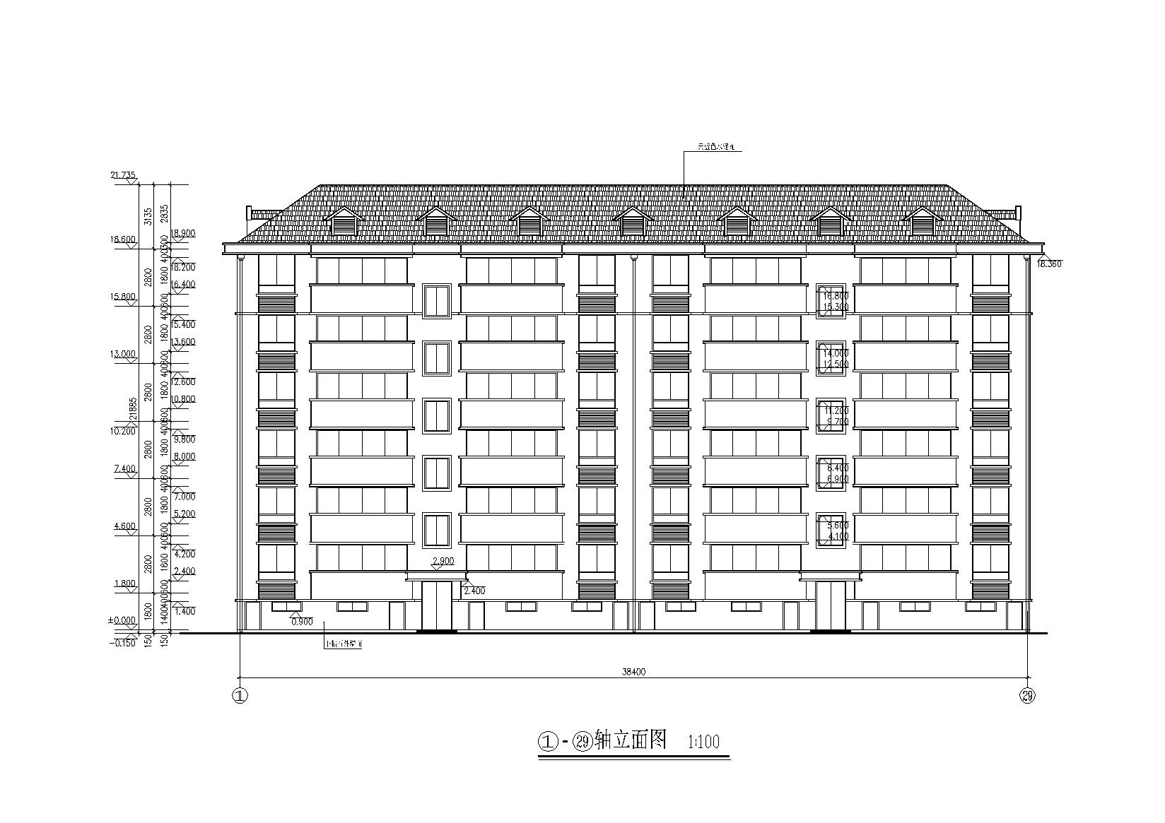 某湖滨小区六层坡屋顶节能回迁住宅楼建筑施工图cad施工图下载【ID:165135137】