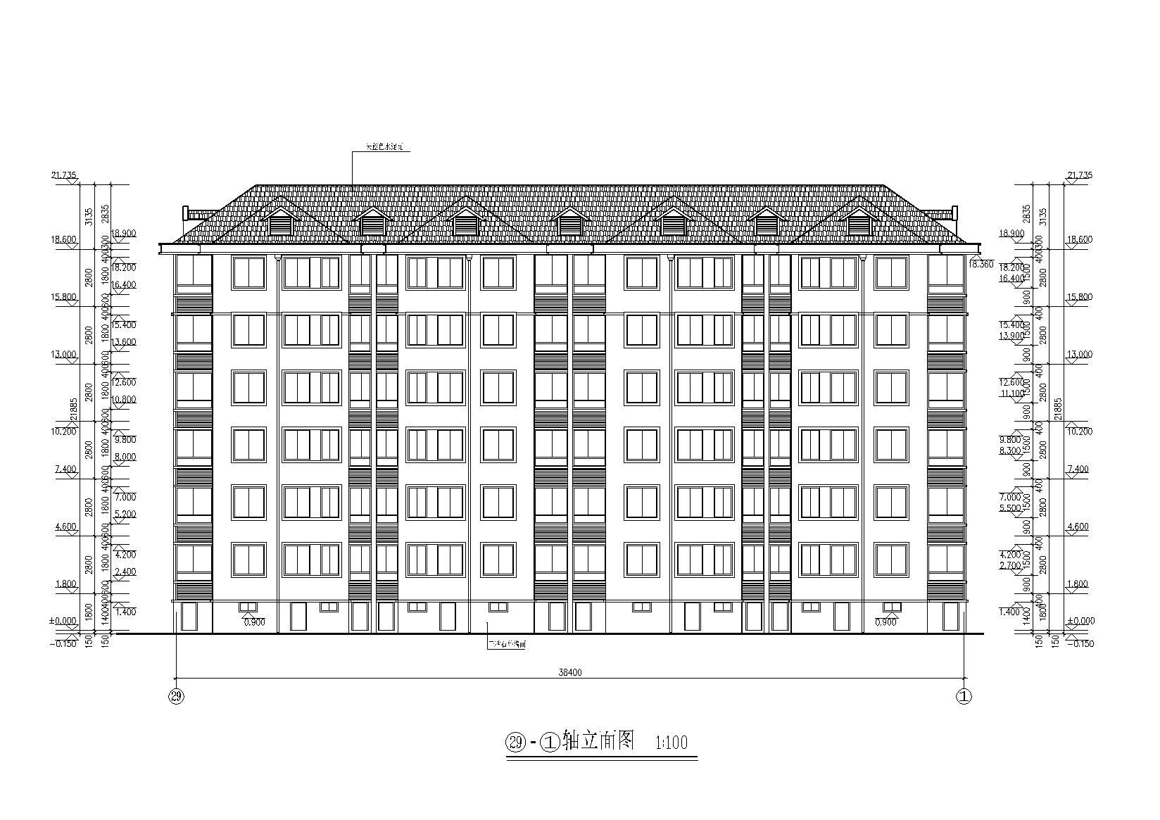 某湖滨小区六层坡屋顶节能回迁住宅楼建筑施工图cad施工图下载【ID:165135137】