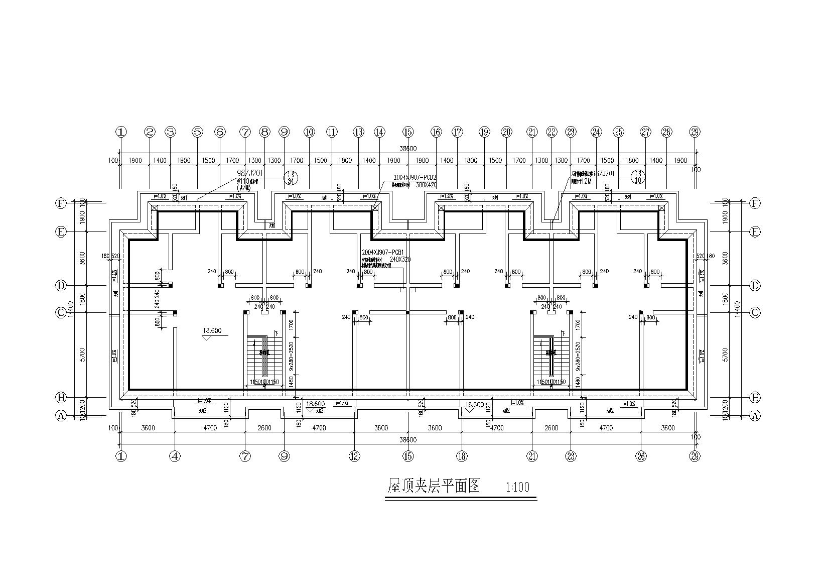 某湖滨小区六层坡屋顶节能回迁住宅楼建筑施工图cad施工图下载【ID:165135137】