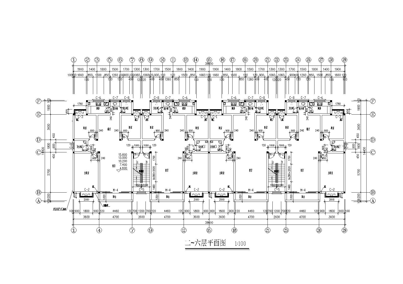 某湖滨小区六层坡屋顶节能回迁住宅楼建筑施工图cad施工图下载【ID:165135137】