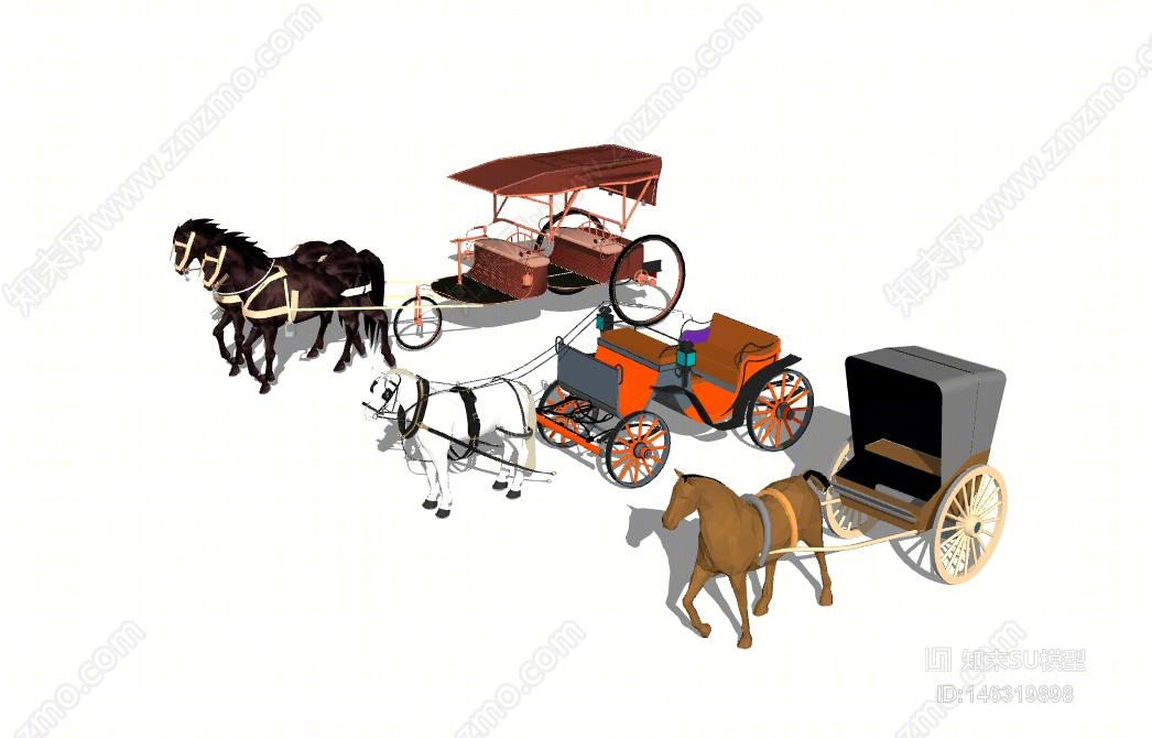现代马车黄包车SU模型下载【ID:146319898】