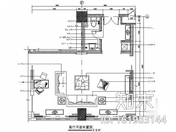 某酒店总统套房客厅装修图cad施工图下载【ID:161983144】