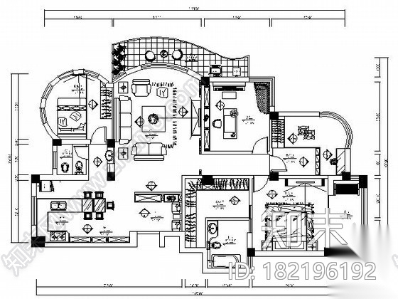 [广州]130㎡四室两厅室内装修图cad施工图下载【ID:182196192】
