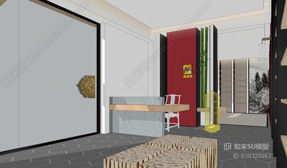 新中式布鞋专卖店SU模型下载【ID:630335063】