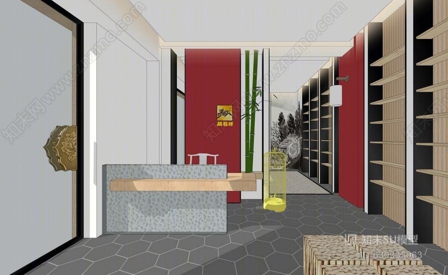 新中式布鞋专卖店SU模型下载【ID:630335063】