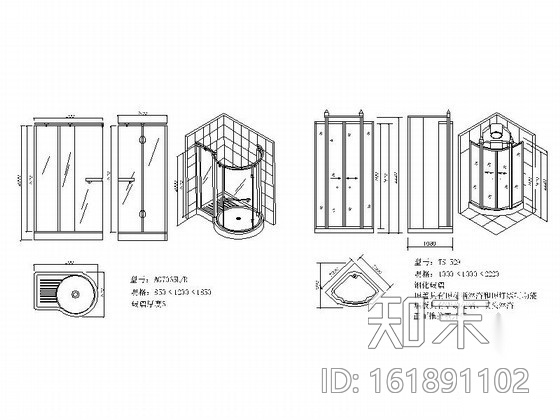 品牌卫浴五金平立面cad施工图下载【ID:161891102】